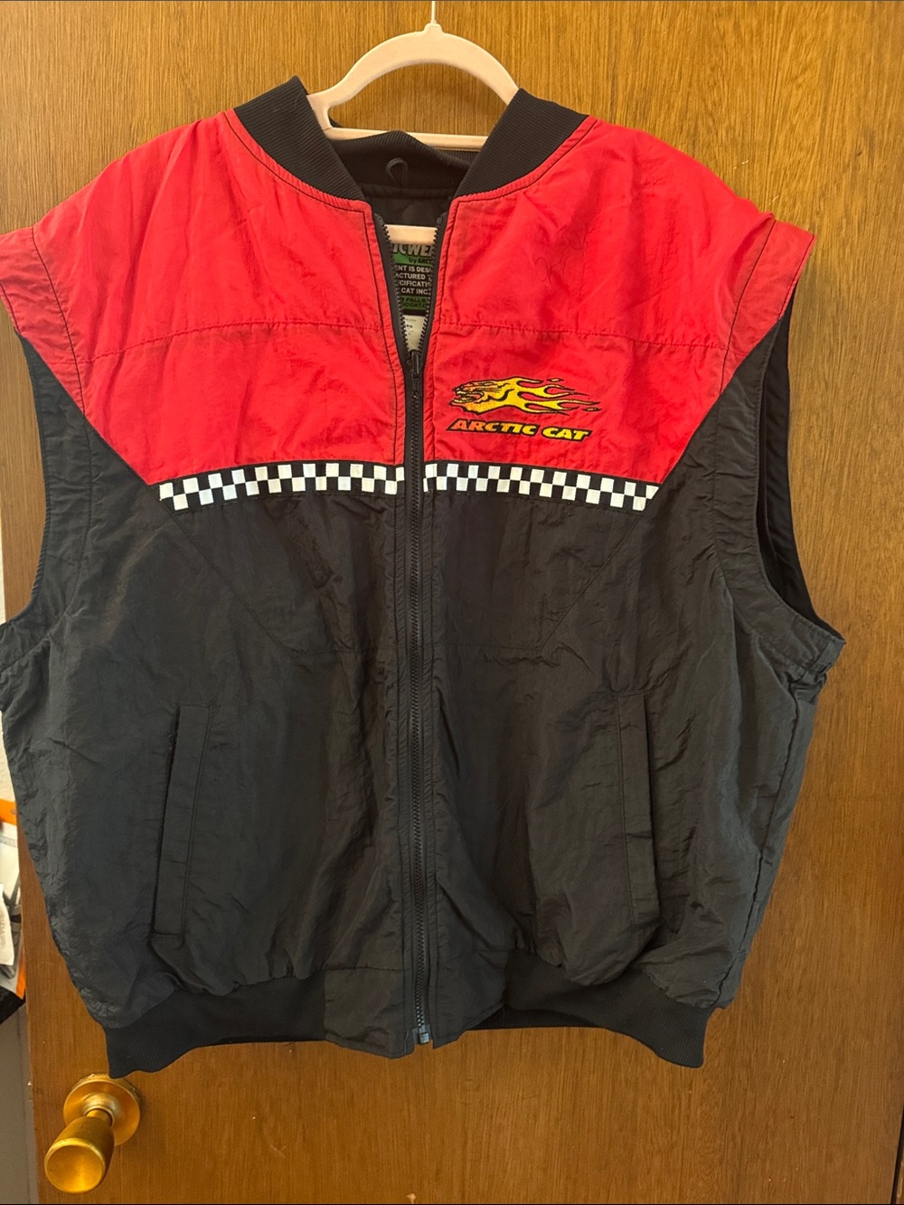 Arctic Cat Men's Black & Red Racing Vest with Checker Accent